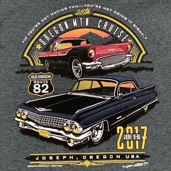 OREGON MTN CRUISE Vintage Car Graphic T-Shirt Men’s XL Gray. - Picture 2 of 8